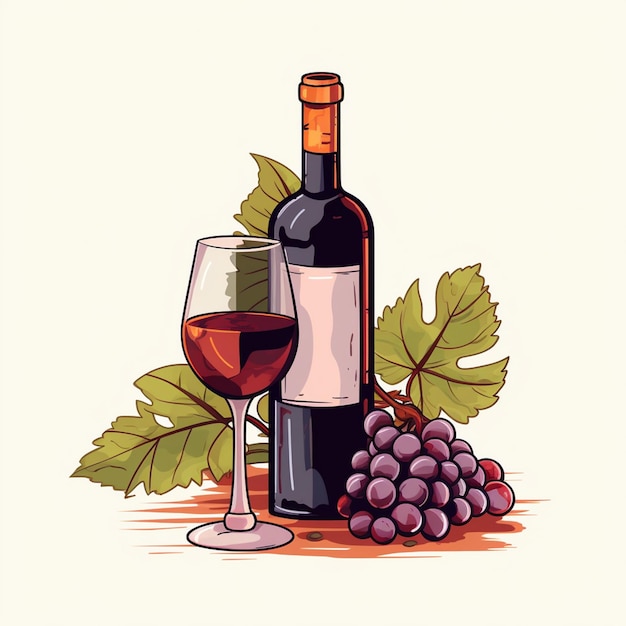 vino vector ilustración diseño fondo rojo gráfico vidrio conjunto alcohol bodega bebida pa