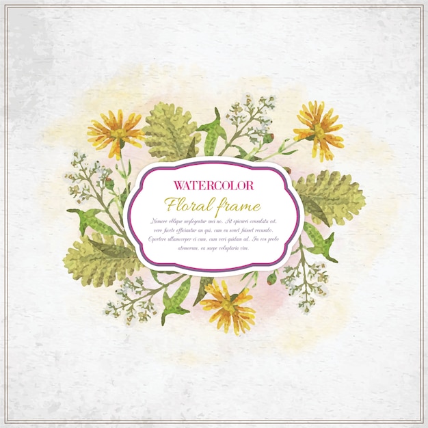 Vintage acuarela marco floral con la tipografía