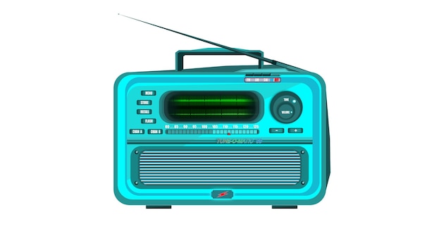 Vector vintage aqua radio set objeto ilustración telón de fondo