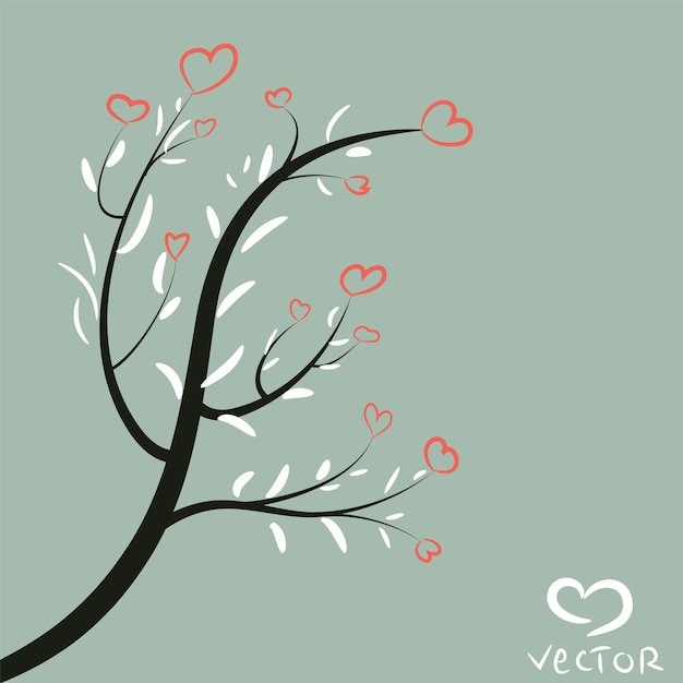 Vector vintage árbol del amor, diseño vectorial