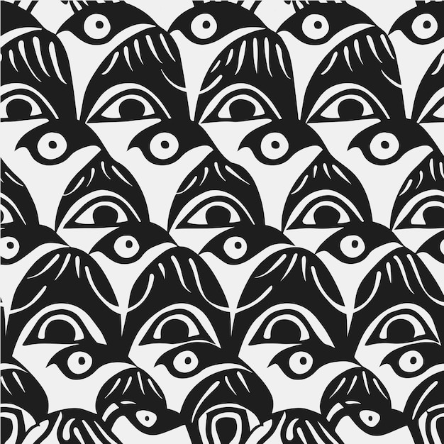 Vintage Art Deco sin costuras de hojas de palma botánicas negras y blancas