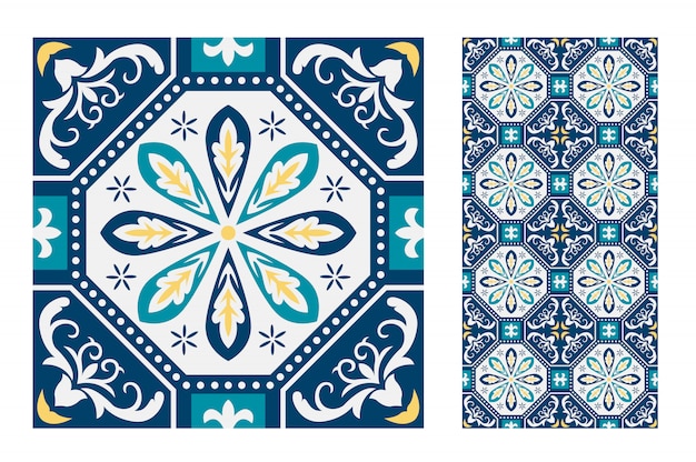 Vintage azulejos portugueses antiguos patrones sin fisuras