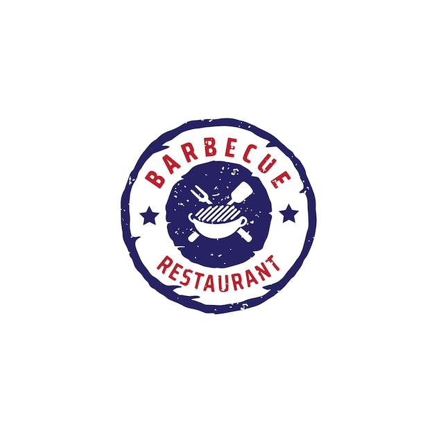 Vintage barbacoa parrilla barbacoa etiqueta sello logotipo plantilla vectorial