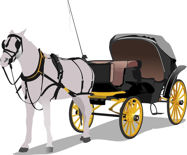 Vector vintage carruaje y caballo ilustración vectorial