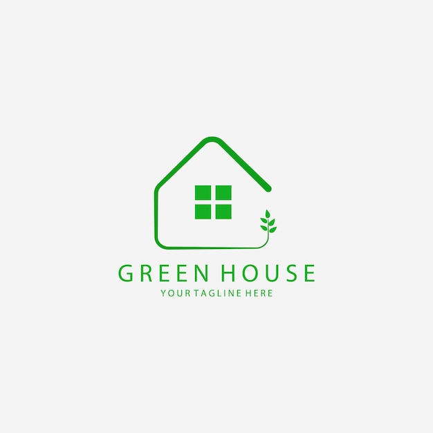 Vintage Casa Verde Logo Vector Ilustración Diseño Icono Creativo