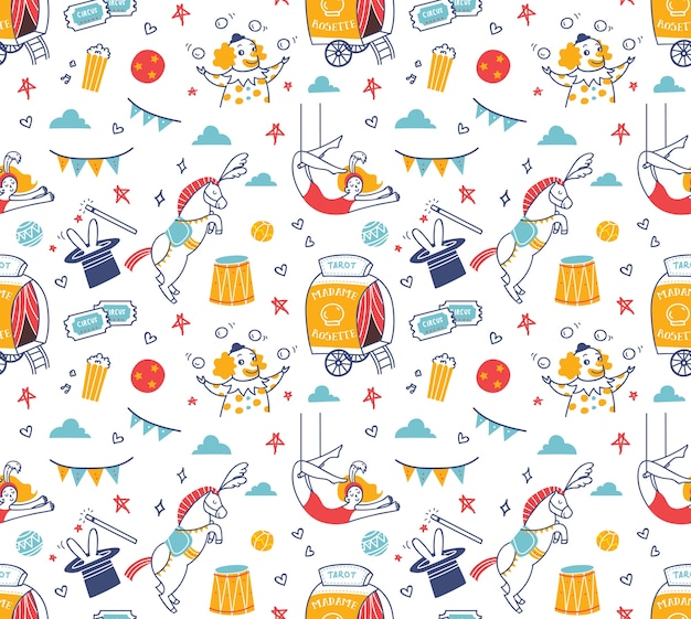 Vintage circo doodle fondo transparente