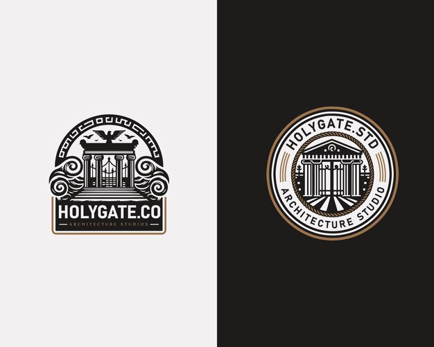 Vintage clásico Antique puerta arquitectura logotipo del estudio para la compañía de negocios