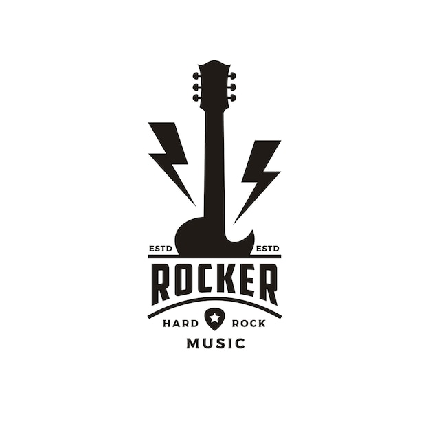 Vintage Classic Rock Country Guitar Music Vintage Retro Emblem Badge Label Stamp logo design