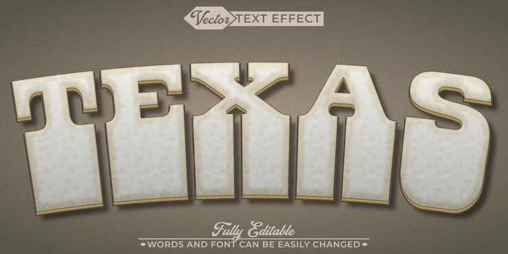 Vector vintage cowboy texas vector editable text effect template