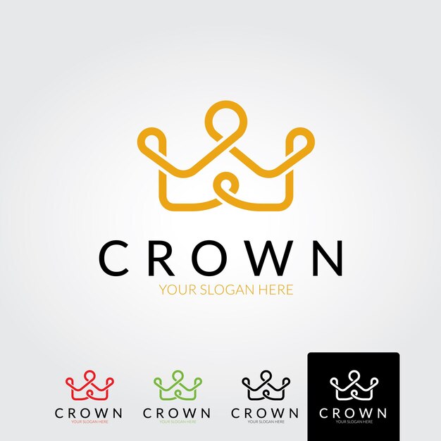 Vintage Crown Logo Royal King Queen plantilla de vector de diseño de logotipo abstracto