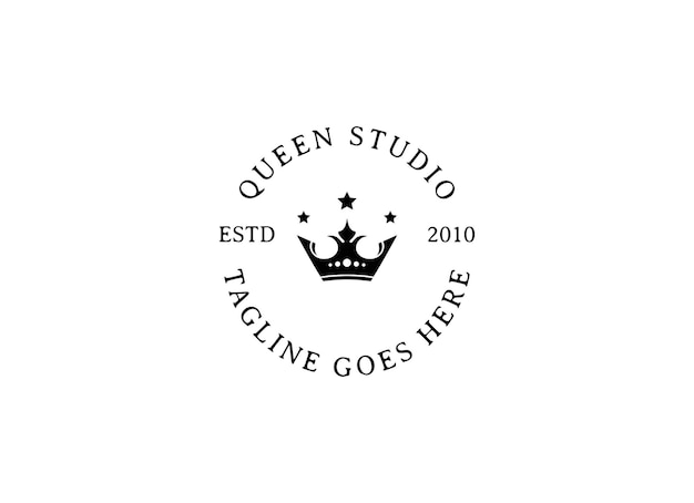 Vintage Crown Logo Royal King Queen plantilla de vector de diseño de logotipo abstracto.