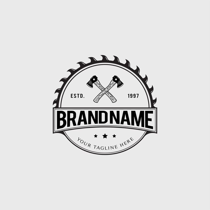 Vintage el diseño de la insignia del logotipo del hacha de camping