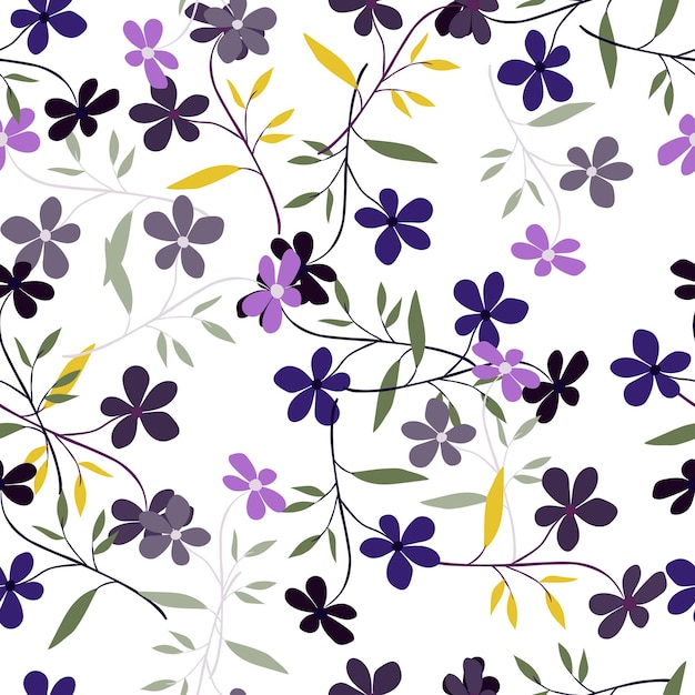Vintage doodle flor de patrones sin fisuras Papel tapiz floral abstracto retro Fondo interminable de plantas dibujadas a mano