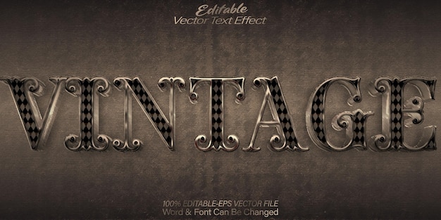 Vintage Efecto de texto vectorial Editable Alfabeto Retro Moderno años 90 años 70