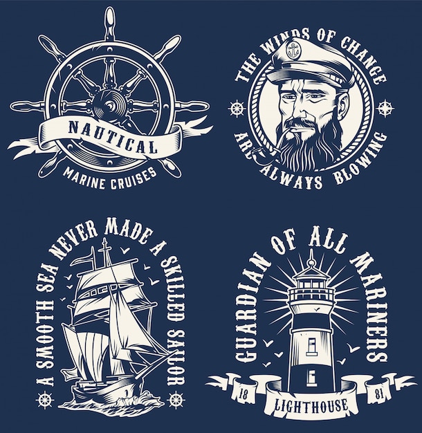 Vintage emblemas marinos