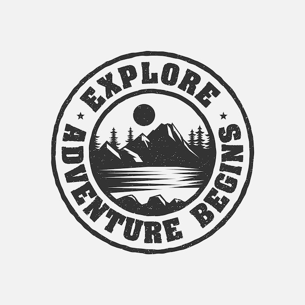 Vintage explore adventure comienza el logotipo de la insignia