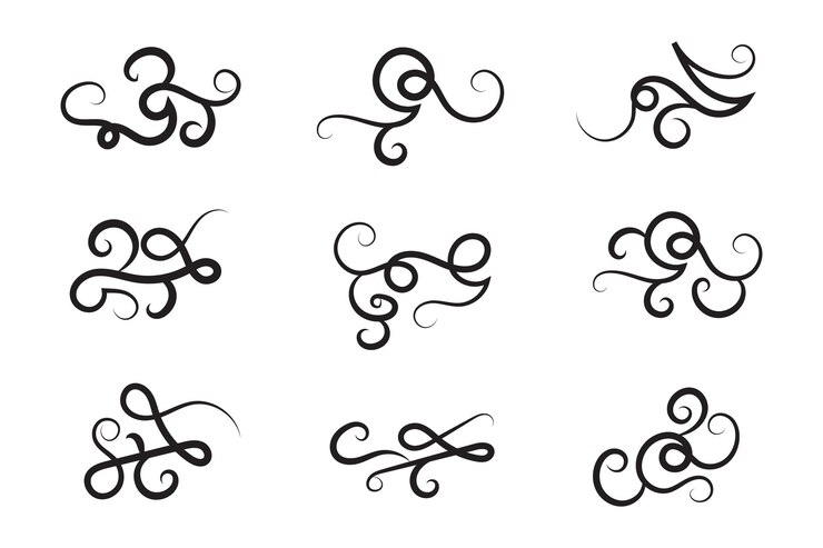 Vector vintage filigree swirls caligrafía pergamino decorativo línea de lujo florece swirls elementos