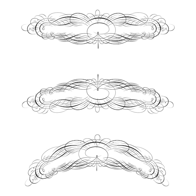 Vintage floral caligráfico floral viñeta rollo esquinas elementos de diseño ornamental conjunto aislado