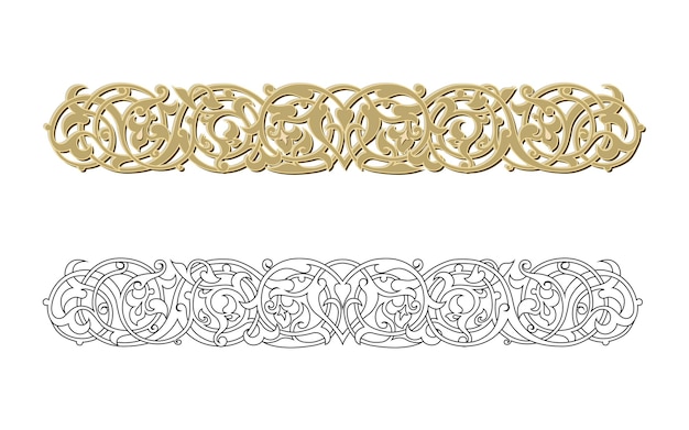 Vintage floral caligráfico floral viñeta rollo esquinas elementos de diseño ornamental conjunto de negro y color ilustración vectorial aislada