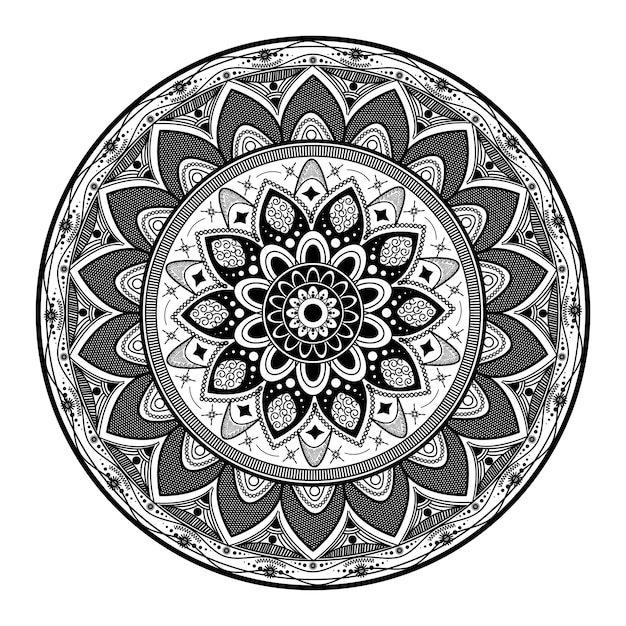 Vintage floral mandala vector dibujado a mano ilustración