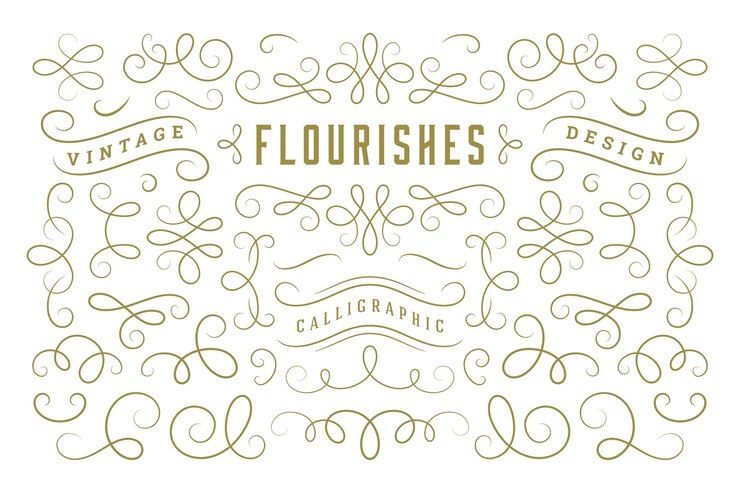 Vector vintage florece adorno remolinos líneas plantilla de marco