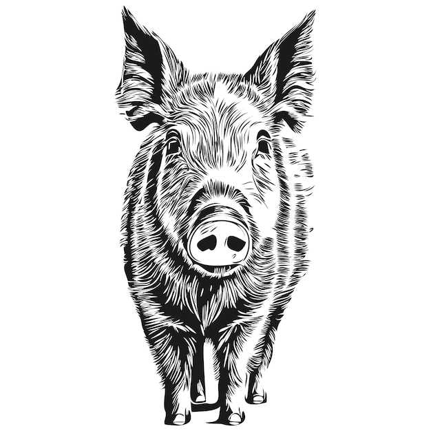 Vector vintage grabado aislado cerdo ilustración corte tinta boceto cerdo