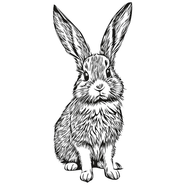 Vintage grabado aislado Conejo ilustración corte tinta boceto liebre
