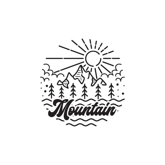 Vintage hipster retro mountain logo diseño