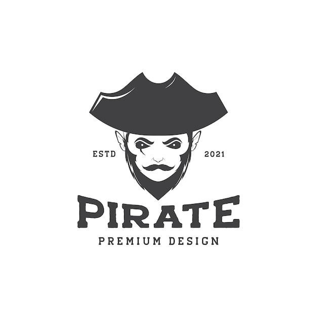 Vintage hombre con barba piratas logo diseño vector gráfico símbolo icono signo ilustración creativa