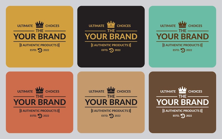 Vintage Logo Versión 03 en 6 diferentes colores de fondo retro o clásico vector