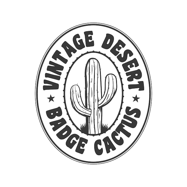 Vintage de mano dibujado cactus oeste equipo logo insignia vector ilustración