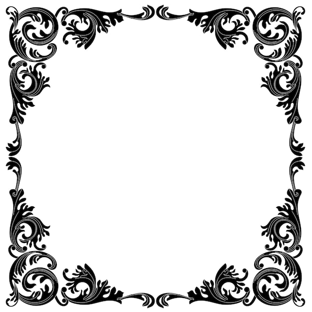 Vintage marco barroco desplazamiento ornamento grabado borde floral retro patrón estilo antiguo