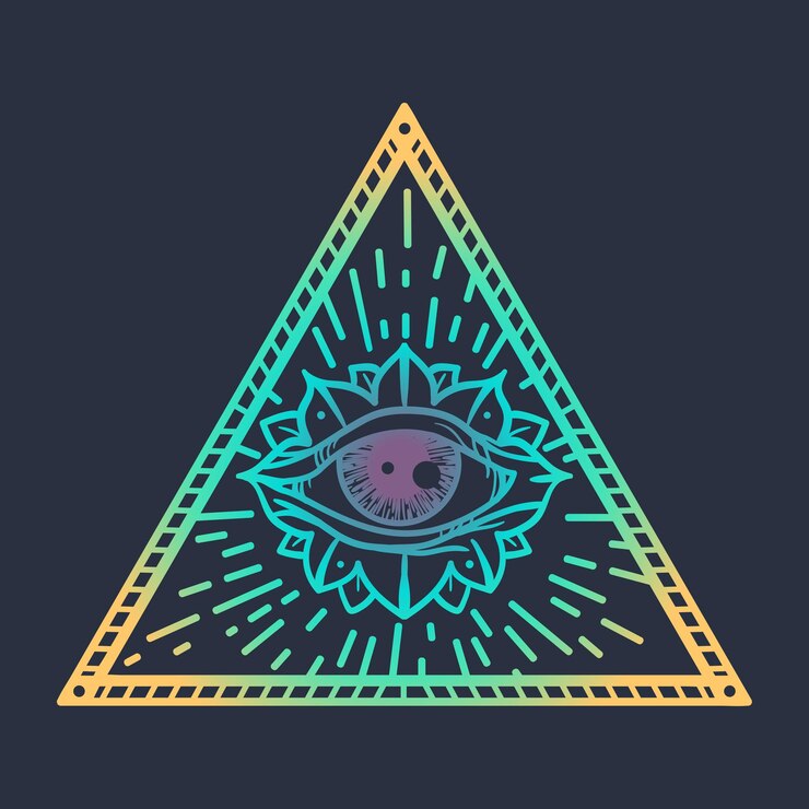 Vector vintage ojo que todo lo ve en el símbolo mágico del triángulo providencia