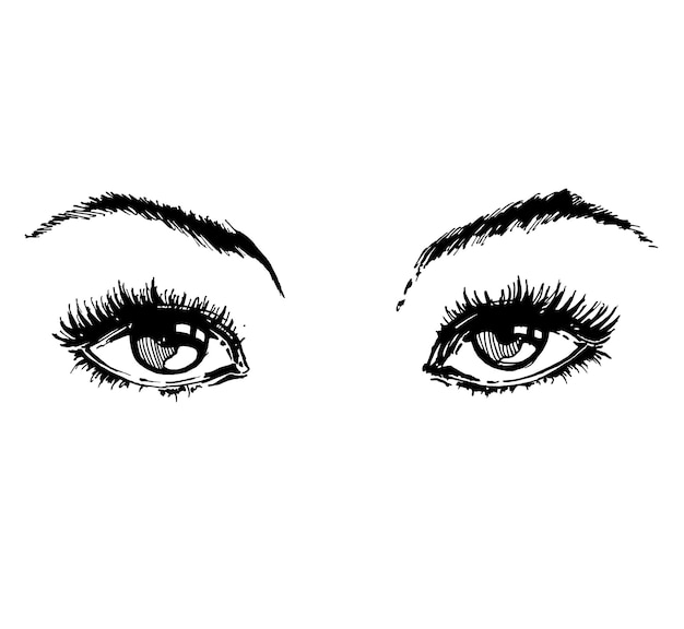 Vintage de ojos de mujer dibujados a mano. ojos de mujer hermosa. ilustración vectorial diseño de moda