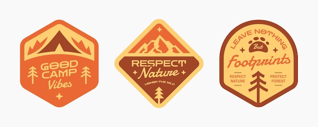 Vintage proteger la naturaleza de montaña y la vida silvestre etiqueta insignia emblema parche logotipo colección Camping o