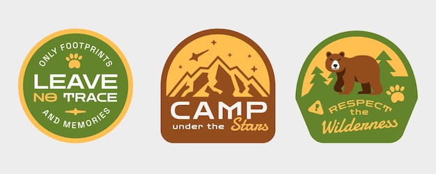 Vintage proteger la naturaleza de montaña y la vida silvestre etiqueta insignia emblema parche logotipo colección Camping o