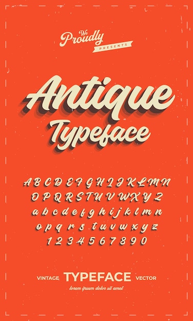 Vector vintage retro alfabeto fuente tipografía