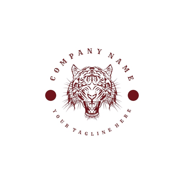 Vintage Retro Angry Roaring Tiger Jaguar Leopard Puma Cheetah Head Logo Design Vector