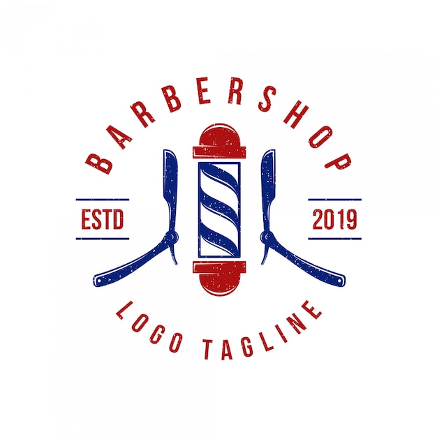 Vector vintage retro barbershop logo premium