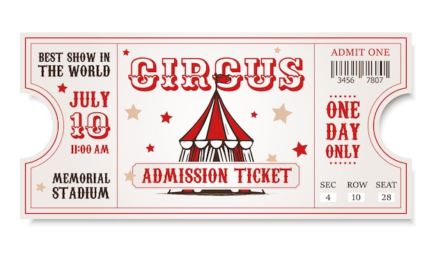 vintage retro circus ticket invitation to circus show