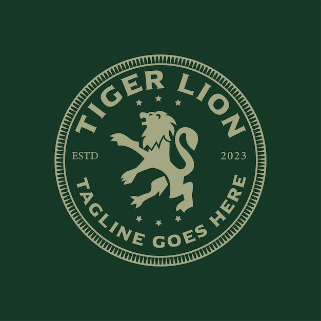 Vintage Retro Classic etiqueta logotipo exclusivo real con león León emblema