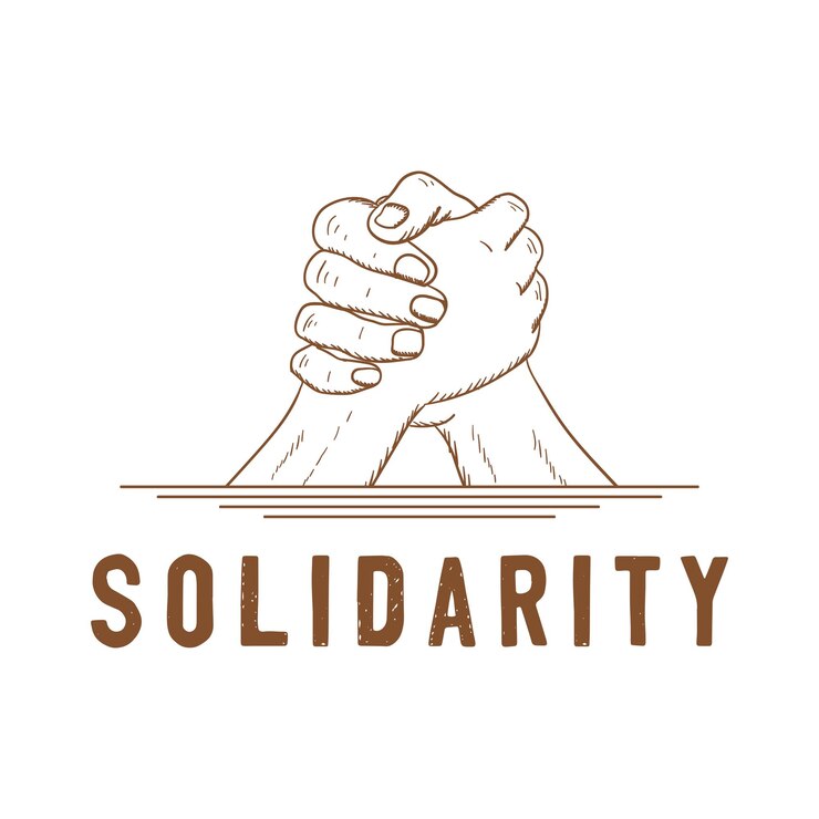 Vector vintage retro dos manos que se sostienen la una a la otra para la paz ilustración de unidad o solidaridad