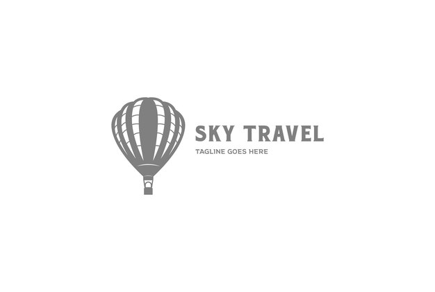 Vintage Retro Flying Air Balloon para Sky Travel Logo Design Vector