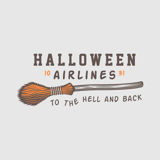 Vintage retro halloween logo emblema insignia etiqueta marca patche monocromo gráfico