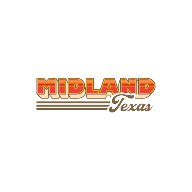 Vintage retro midland texas nombre de la ciudad diseño vectorial