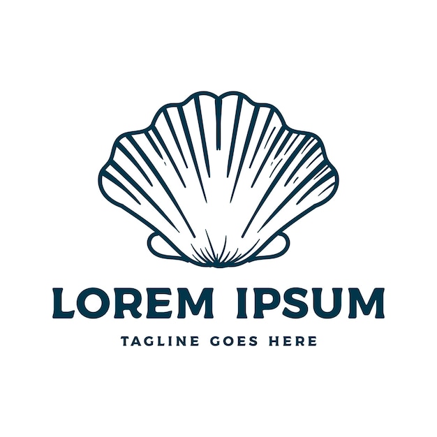 Vintage Retro Oyster Shell Scallop Clam para el diseño del logotipo del restaurante de mariscos