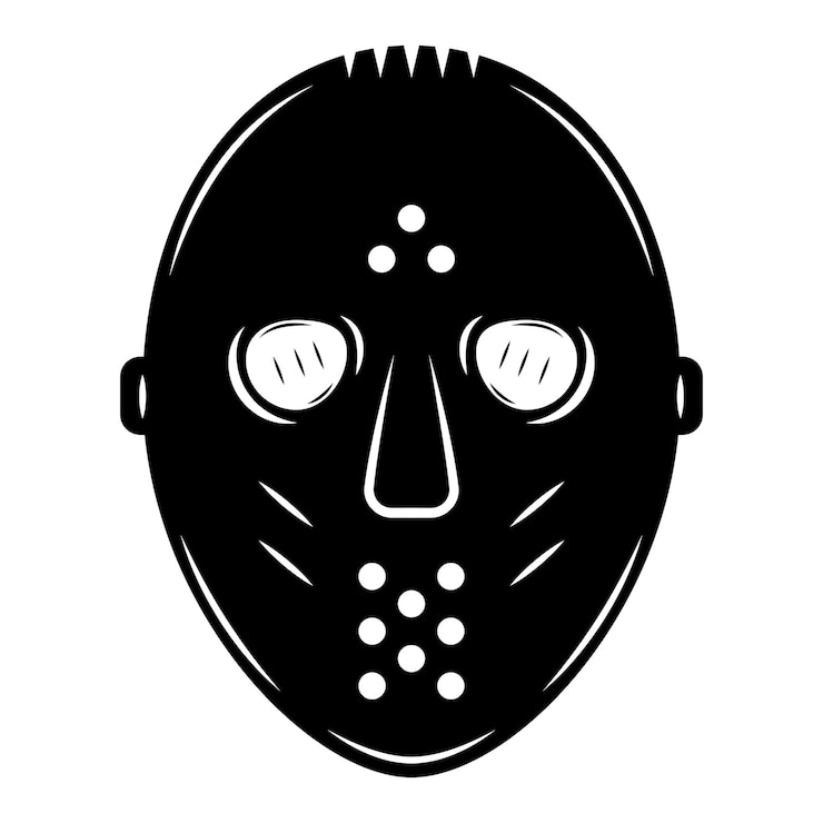 Vector vintage retro vwinter sport máscara de hockey se puede utilizar como emblema logotipo insignia etiqueta marca cartel o impresión monocromo gráfico arte vector ilustración grabado