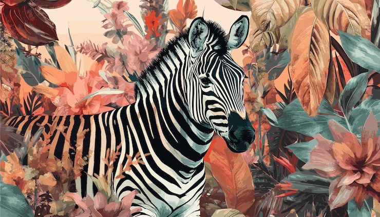 Vector vintage safari chic zebra jungle collaje de arte patrón sin costuras