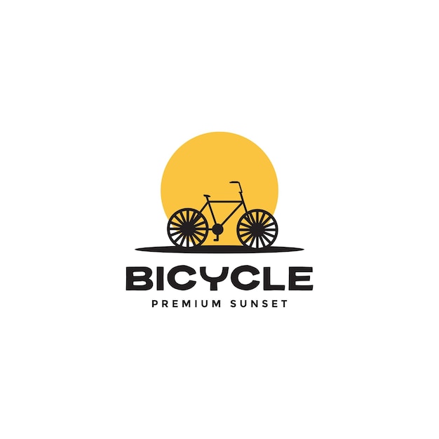 Vintage simple bicicleta con puesta de sol logo símbolo icono vector gráfico diseño ilustración idea creativa