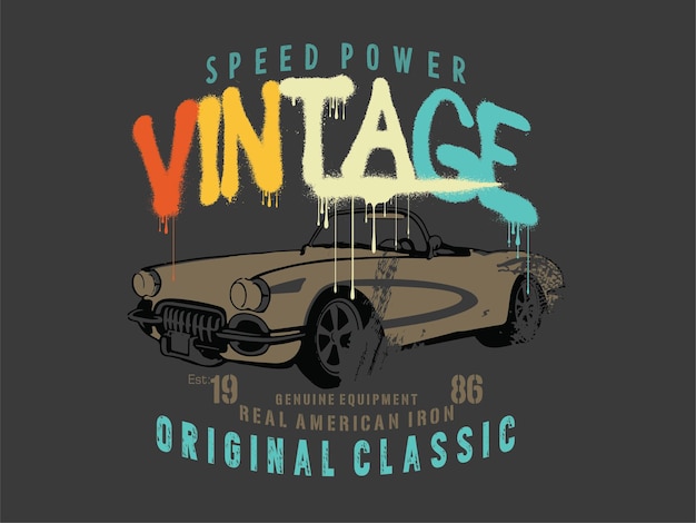 Vintage Speed Power abstract car grunge vintaget camisa gráficos impresos tipografía vectorial grunge T